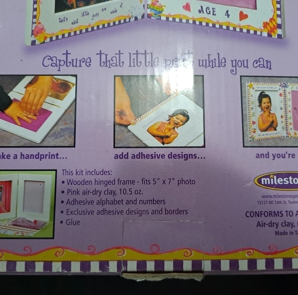 NIB Milestones Handprint Photo Frame Fits 5x7 Photo